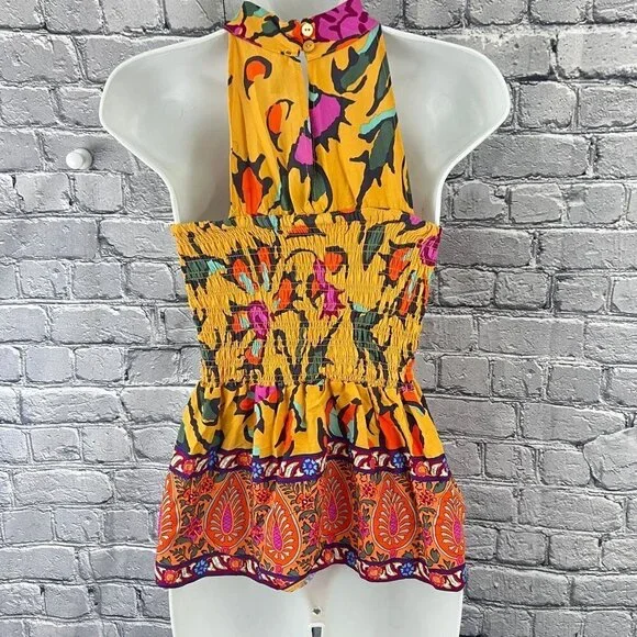 Haute Hippie High Neck Smocked Tank Halter Top Size XS - Picture 2 of 8